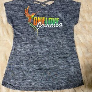 Heather Gray Tee with Vibrant Bird Graphic